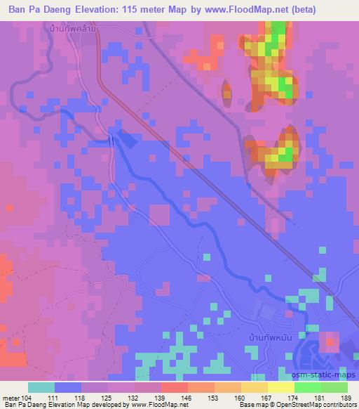 Ban Pa Daeng,Thailand Elevation Map