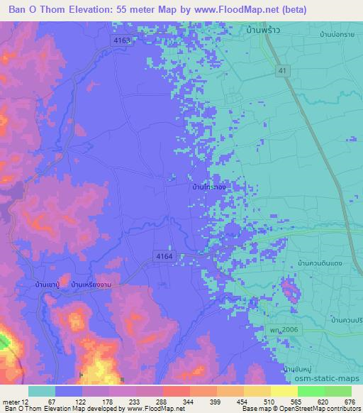 Ban O Thom,Thailand Elevation Map