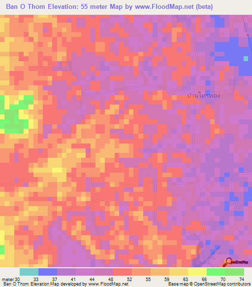 Ban O Thom,Thailand Elevation Map
