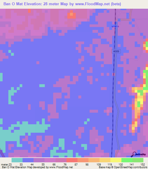 Ban O Mat,Thailand Elevation Map