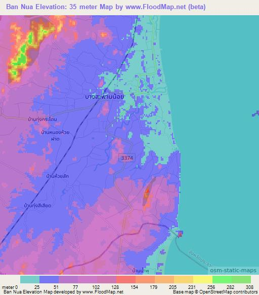Ban Nua,Thailand Elevation Map