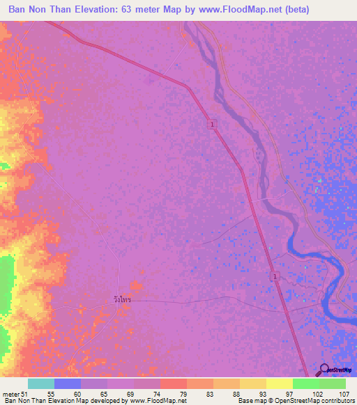 Ban Non Than,Thailand Elevation Map