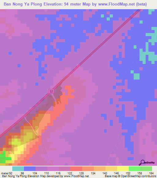 Ban Nong Ya Plong,Thailand Elevation Map