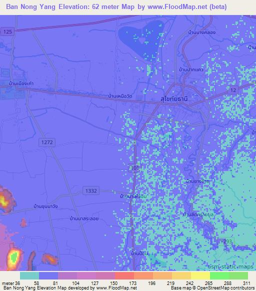 Ban Nong Yang,Thailand Elevation Map
