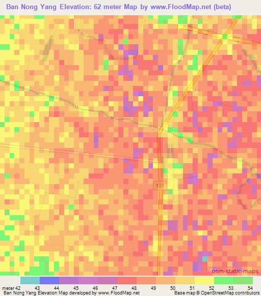 Ban Nong Yang,Thailand Elevation Map