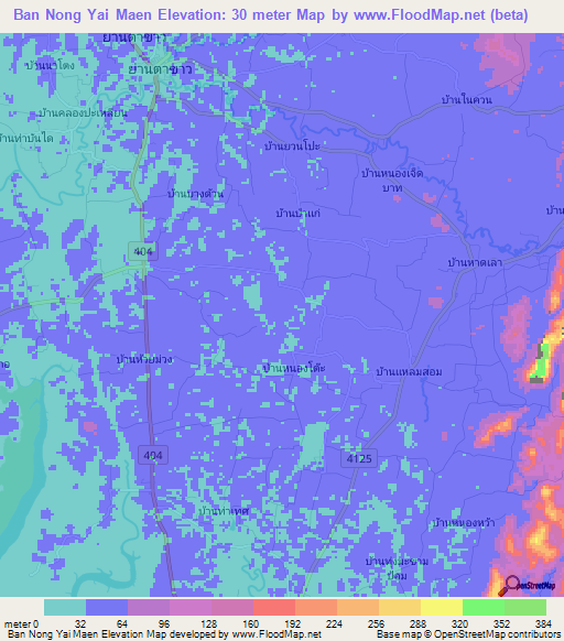 Ban Nong Yai Maen,Thailand Elevation Map