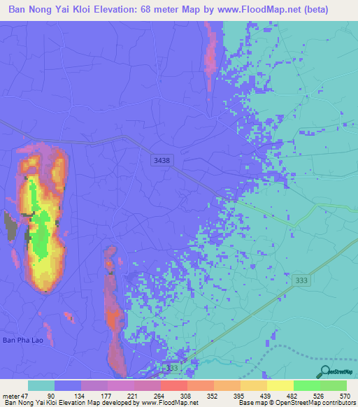 Ban Nong Yai Kloi,Thailand Elevation Map