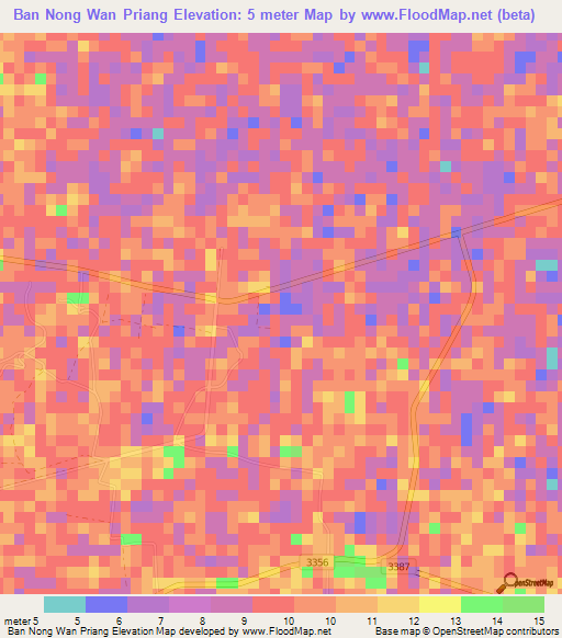 Ban Nong Wan Priang,Thailand Elevation Map
