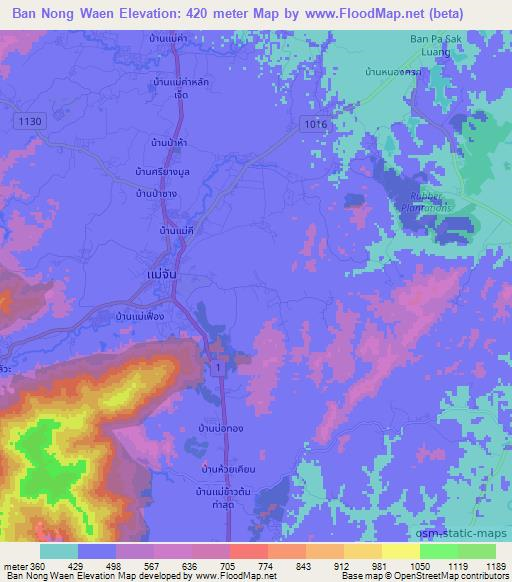 Ban Nong Waen,Thailand Elevation Map