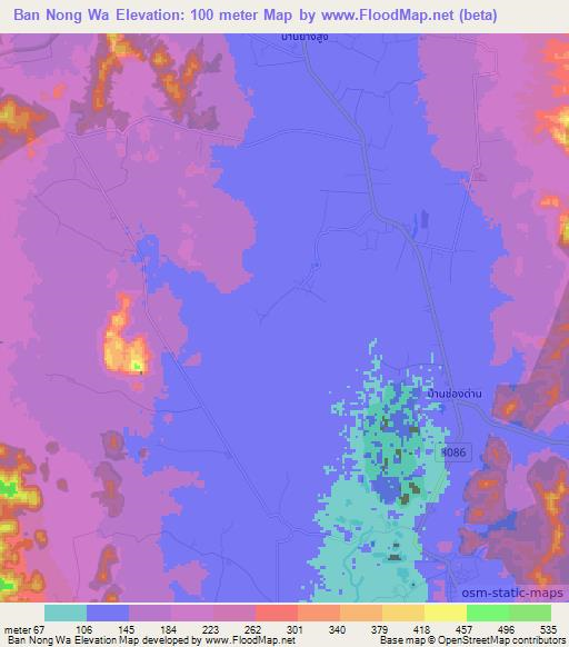 Ban Nong Wa,Thailand Elevation Map
