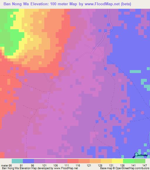 Ban Nong Wa,Thailand Elevation Map