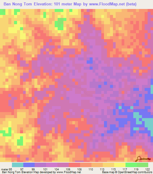 Ban Nong Tom,Thailand Elevation Map