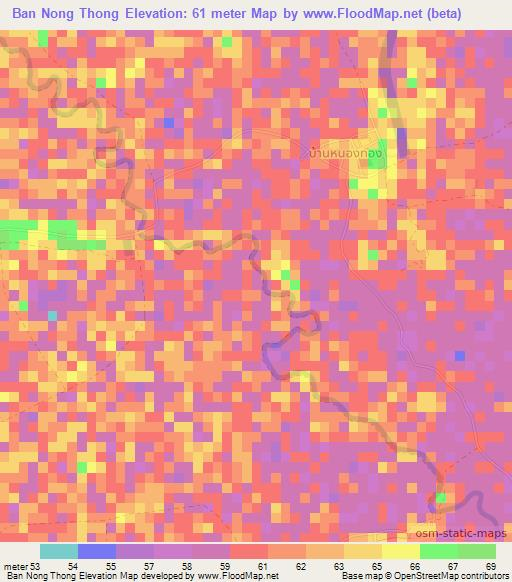 Ban Nong Thong,Thailand Elevation Map
