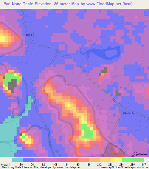 Ban Nong Thale,Thailand Elevation Map