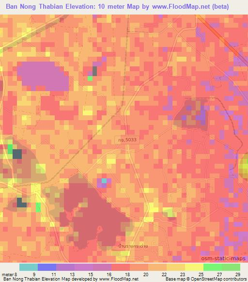 Ban Nong Thabian,Thailand Elevation Map