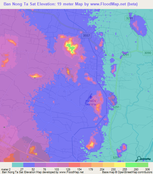 Ban Nong Ta Sat,Thailand Elevation Map