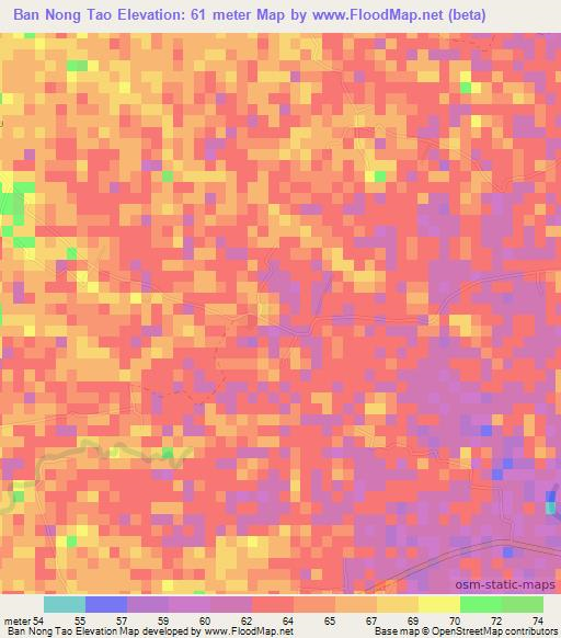 Ban Nong Tao,Thailand Elevation Map