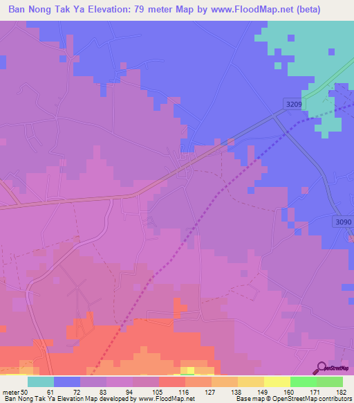 Ban Nong Tak Ya,Thailand Elevation Map