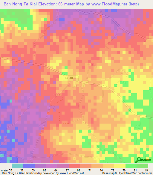 Ban Nong Ta Klai,Thailand Elevation Map