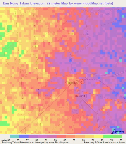 Ban Nong Taban,Thailand Elevation Map
