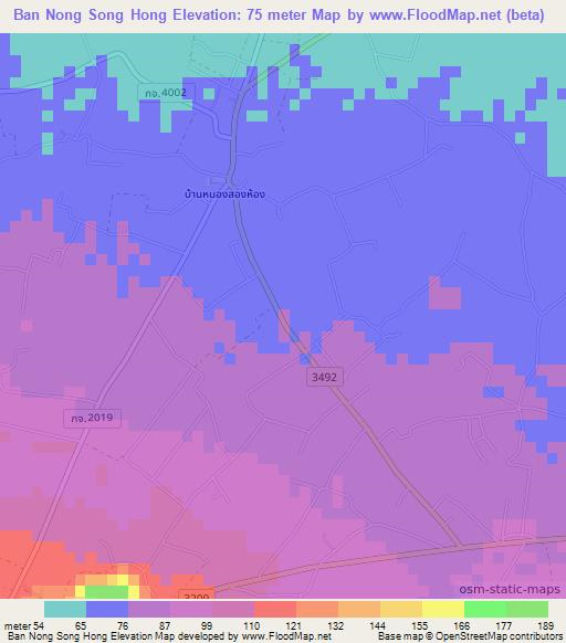 Ban Nong Song Hong,Thailand Elevation Map