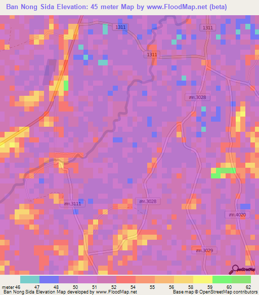 Ban Nong Sida,Thailand Elevation Map
