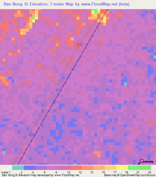 Ban Nong Si,Thailand Elevation Map