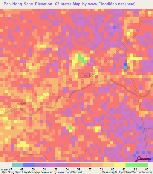 Ban Nong Sano,Thailand Elevation Map