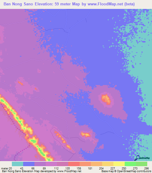Ban Nong Sano,Thailand Elevation Map
