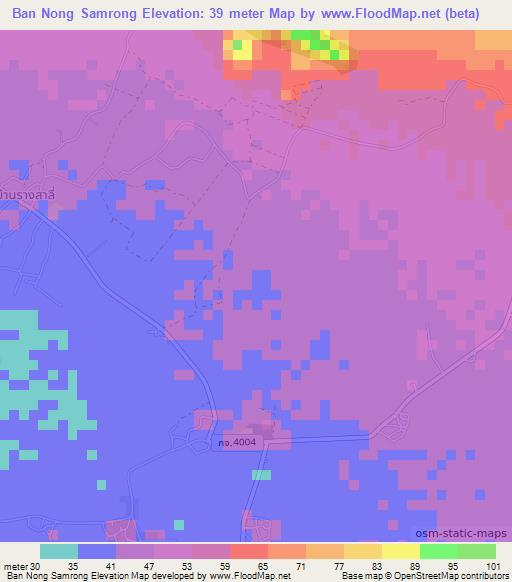 Ban Nong Samrong,Thailand Elevation Map
