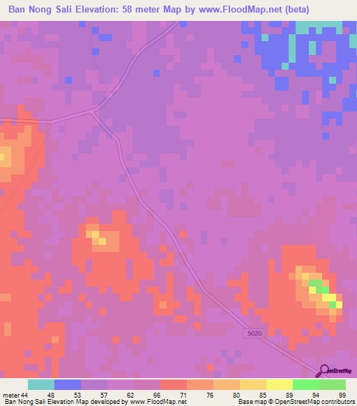 Ban Nong Sali,Thailand Elevation Map