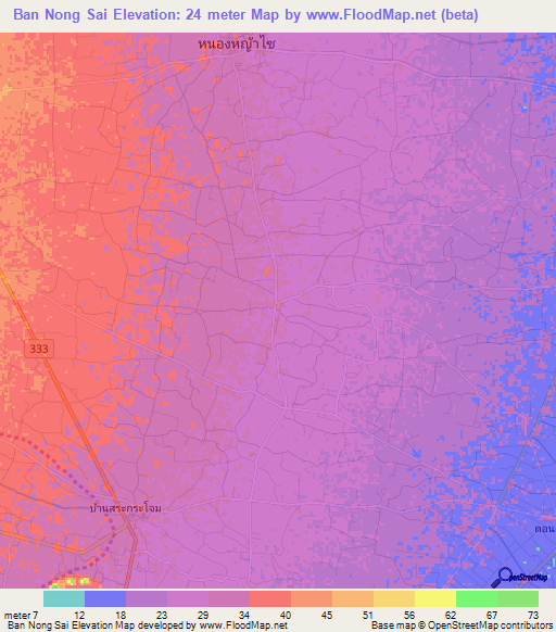 Ban Nong Sai,Thailand Elevation Map