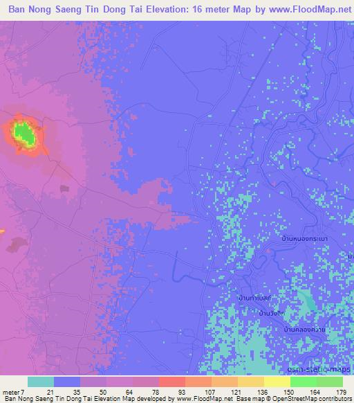 Ban Nong Saeng Tin Dong Tai,Thailand Elevation Map
