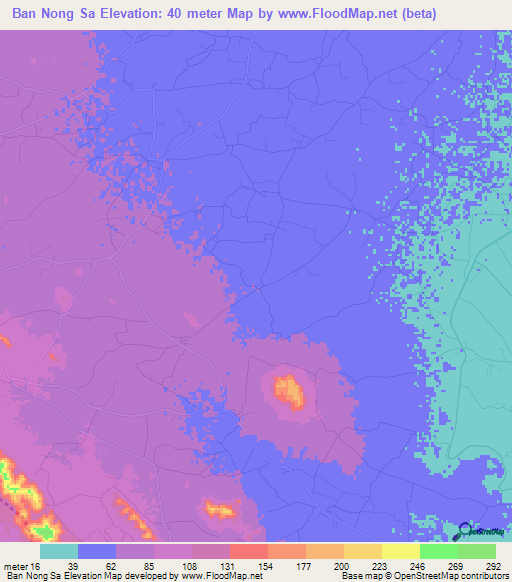 Ban Nong Sa,Thailand Elevation Map