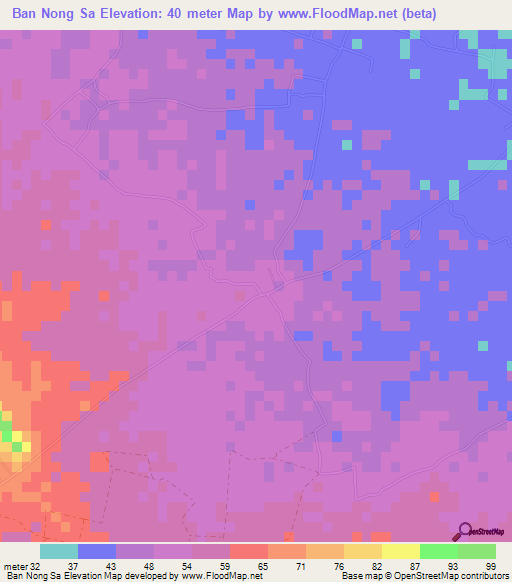 Ban Nong Sa,Thailand Elevation Map