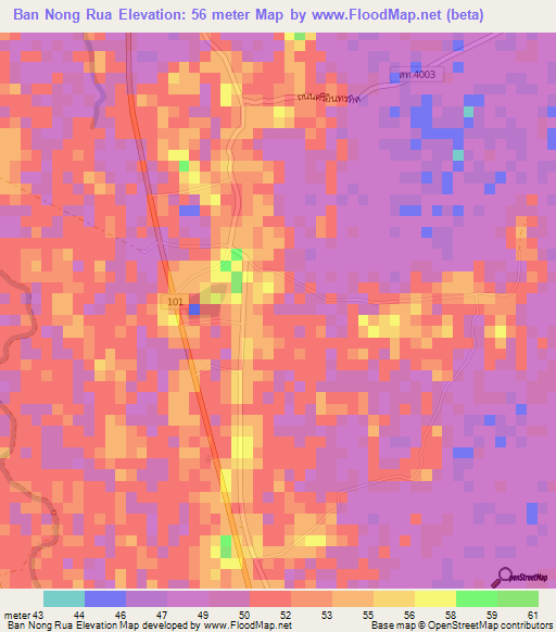 Ban Nong Rua,Thailand Elevation Map