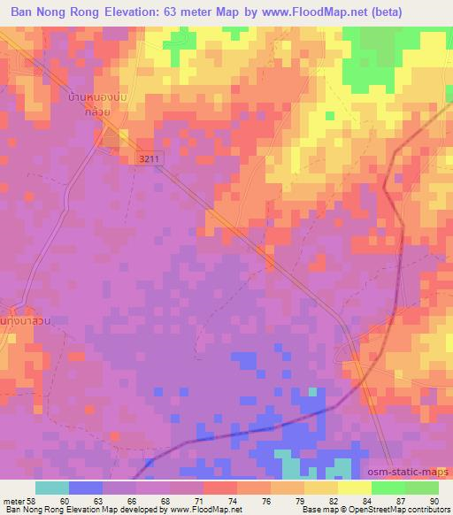 Ban Nong Rong,Thailand Elevation Map