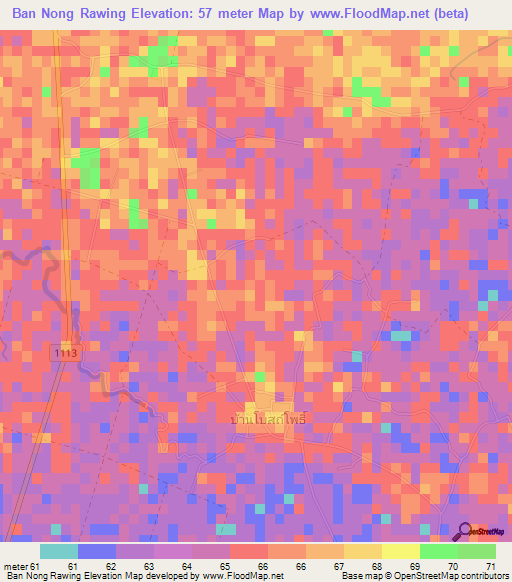 Ban Nong Rawing,Thailand Elevation Map