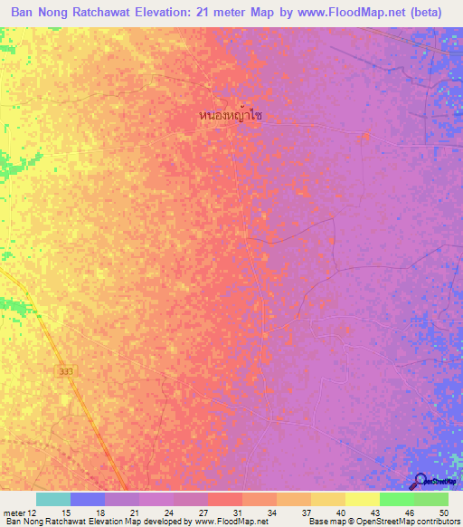 Ban Nong Ratchawat,Thailand Elevation Map