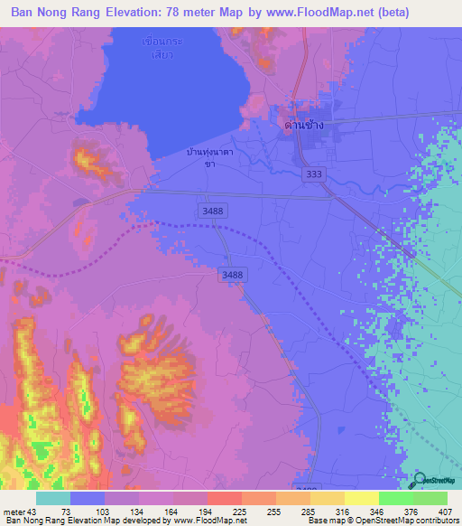 Ban Nong Rang,Thailand Elevation Map