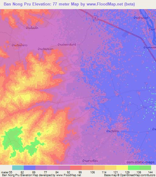 Ban Nong Pru,Thailand Elevation Map