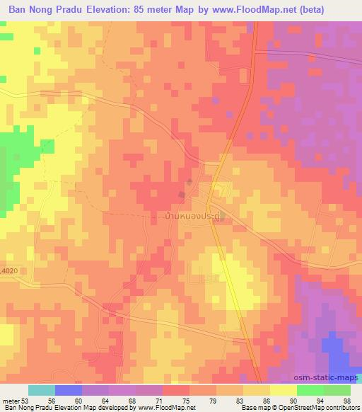 Ban Nong Pradu,Thailand Elevation Map