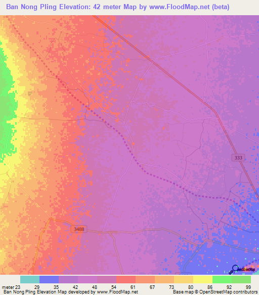 Ban Nong Pling,Thailand Elevation Map