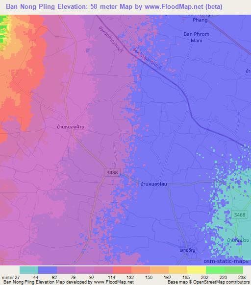 Ban Nong Pling,Thailand Elevation Map