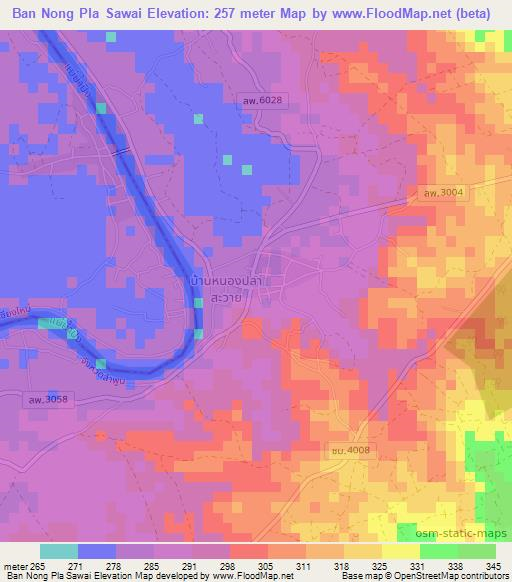 Ban Nong Pla Sawai,Thailand Elevation Map