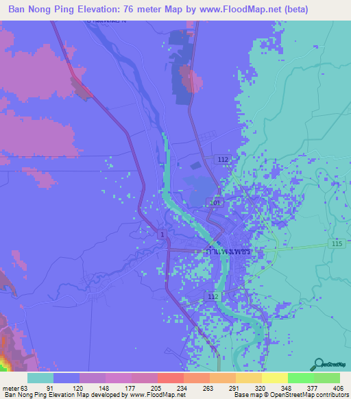Ban Nong Ping,Thailand Elevation Map