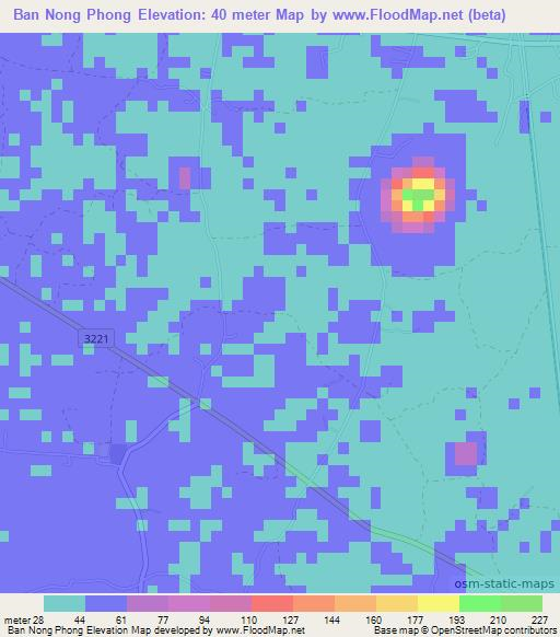Ban Nong Phong,Thailand Elevation Map