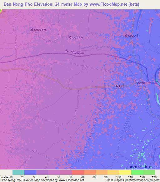 Ban Nong Pho,Thailand Elevation Map