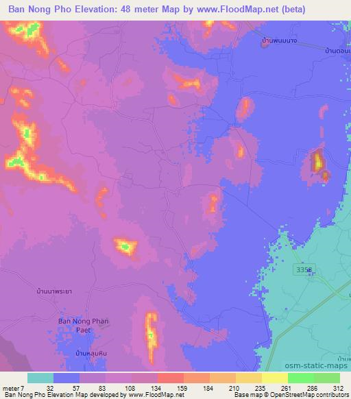 Ban Nong Pho,Thailand Elevation Map