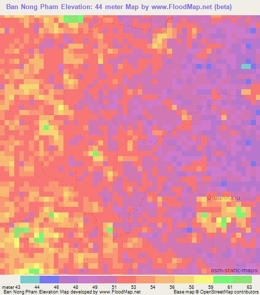 Ban Nong Pham,Thailand Elevation Map